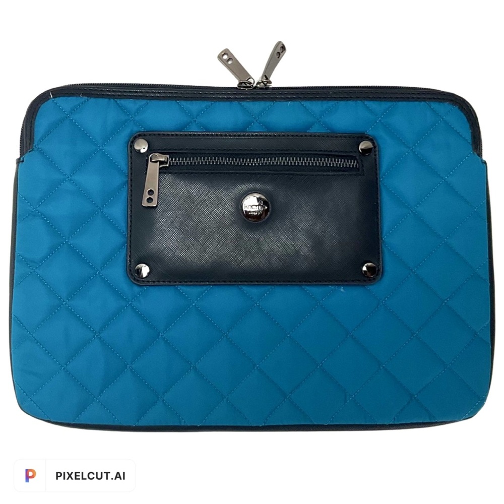 Knomo Quilted Computer sleeve-Teal/Black/Purple-Laptop bag-High End Brand